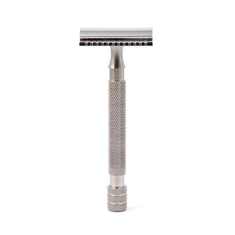 Rasoir de sûreté fabriqué en France - manche en inox 97mm et sa lame Titan Rasoir de sûreté fabriqué en France - manche en inox 97mm et sa lame Titan