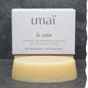 Soin Après-shampoing solide - Umaï - 40g - Fabriqué en France - Ultra doux et réparateur - Grande qualité - 100% naturel