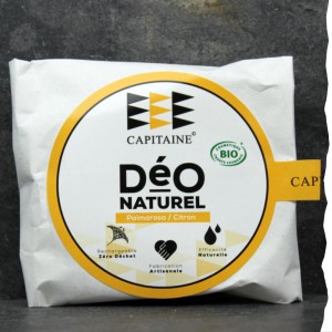 Déodorant solide Bio pour homme - Citron Palmarosa - Galet rechargeable - Made in France, Bretagne