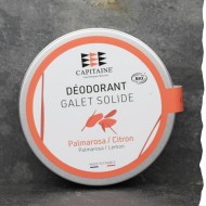 Déodorant solide Bio pour homme - Citron Palmarosa - Galet rechargeable - Made in France, Bretagne