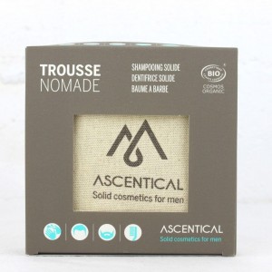 3 produits bio pour homme - format découverte - Ascentical - nomade- Fabrication France - shampoing - dentifrice - baume barbe