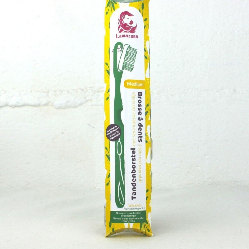 Lamazuna brosse à dents écologique medium tête rechargeable bioplastique écologique fabriquée en France