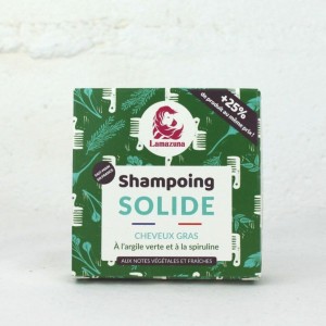 Shampoing solide cheveux gras - Spiruline et argile verte - Lamazuna - Fabriqué en France