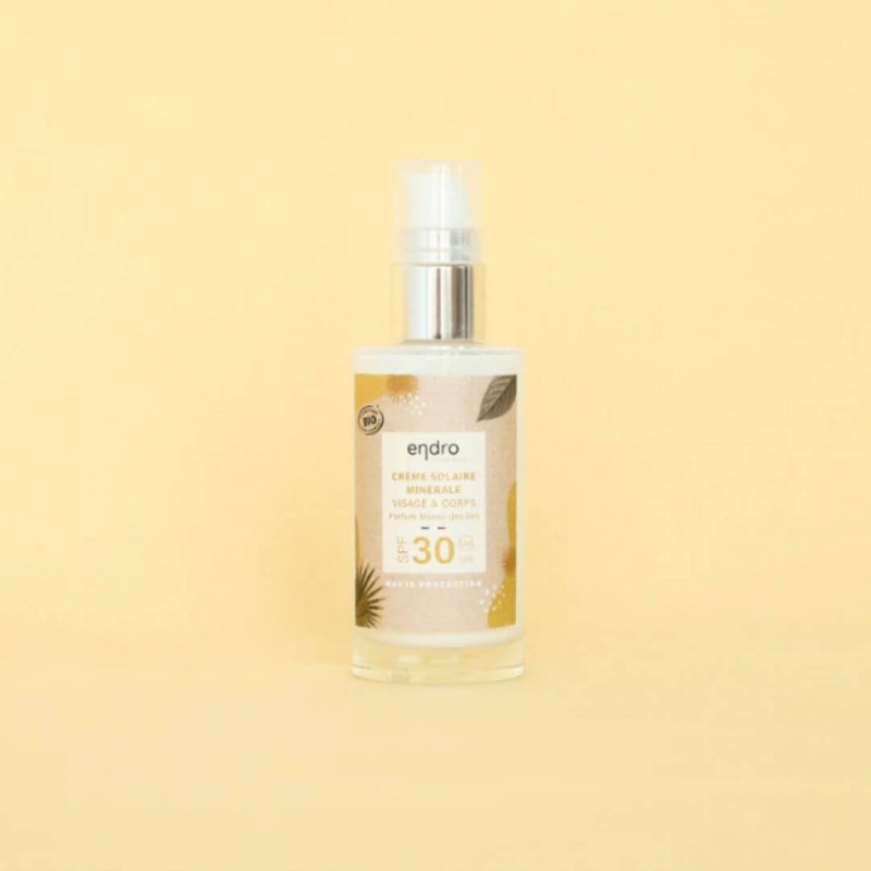 Crème solaire Bio - Indice protection 30 - Sans trace blanche - Filtre minéral - Préserve les océans