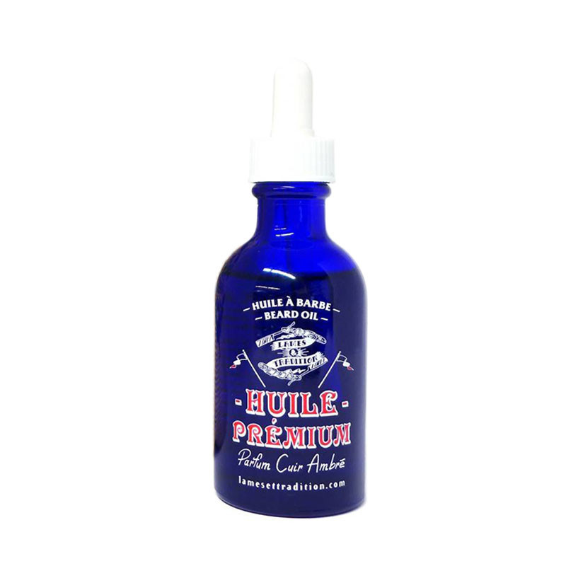 Huile à Barbe Prémium Parfum Cuir Ambré 100% Naturel - Lames & Tradition Huile à Barbe Prémium Parfum Cuir Ambré 100% Naturel - Lames & Tradition