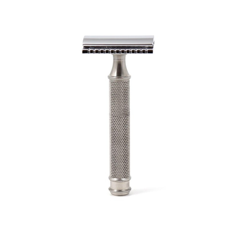 Rasoir de sûreté fabriqué en France - manche en inox et sa lame Titan Rasoir de sûreté fabriqué en France - manche en inox et sa lame Titan